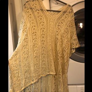 Cream see through bathing suite cover